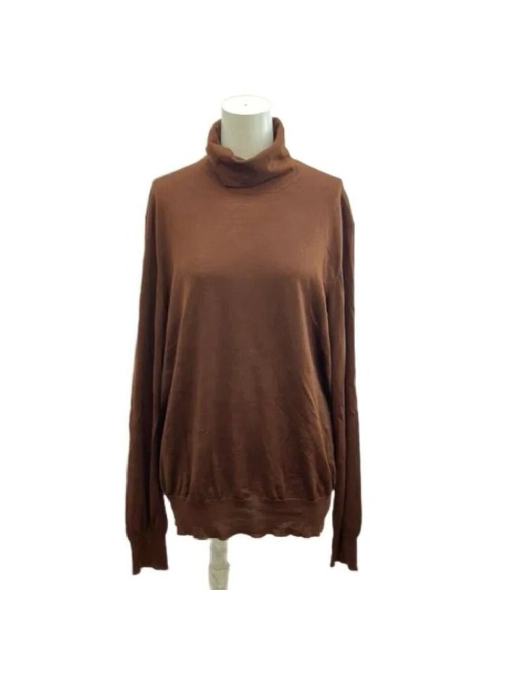 Hermes Knit Sweater Turtleneck Long Sleeve Wool L Brown RY